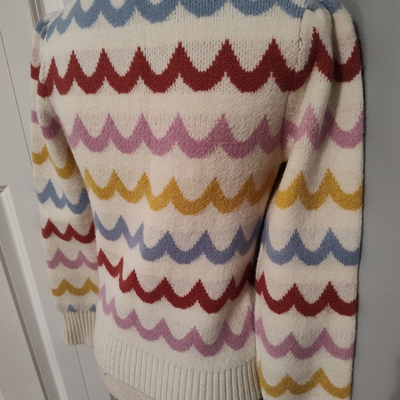 💕 EUC Greylin Brand Janey Ivory Wave Retro Look Fitted Sweater, Ladie's, Small - Picture 11 of 15